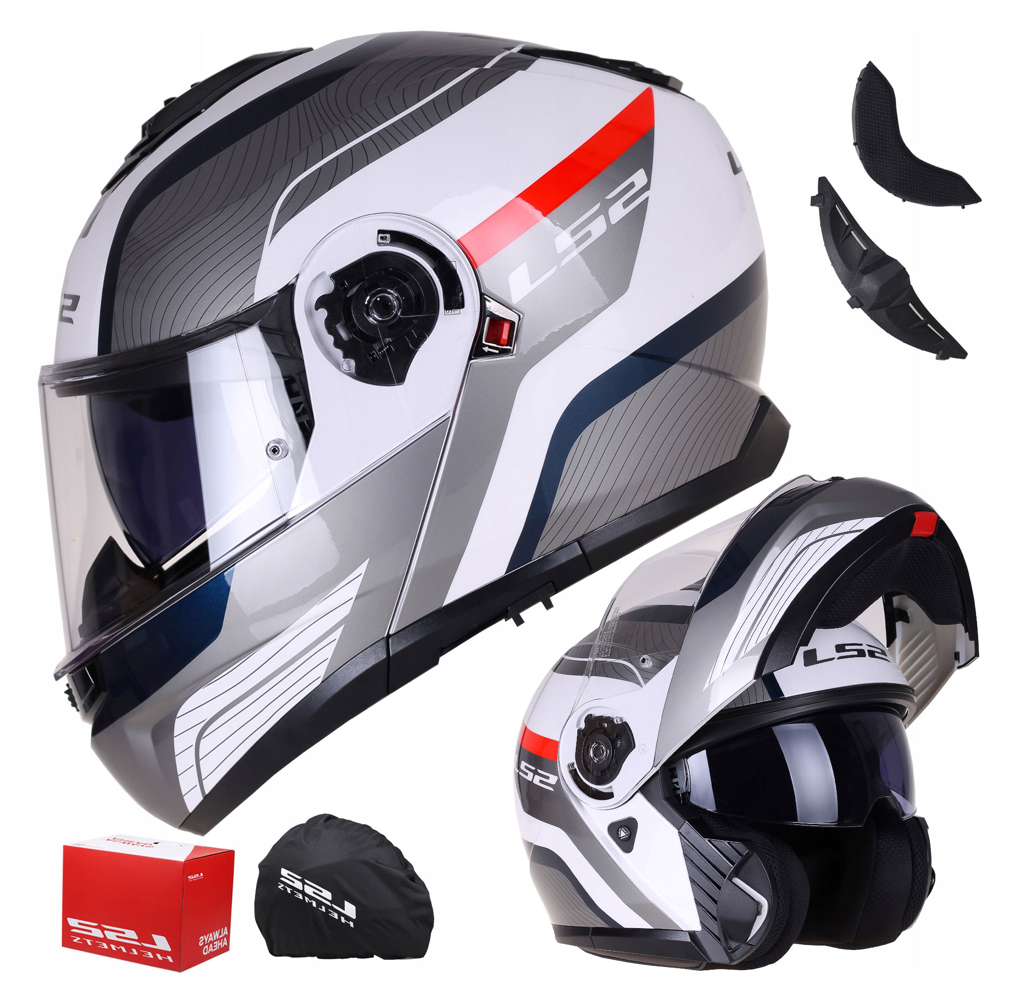 LS2 FF908 STROBE II MONZA, MOTO ĶIVERE, balta, zila, sarkana LS2 FF908 STROBE II MONZA, MOTO ĶIVERE, balta, zila, sarkana - Image 2
