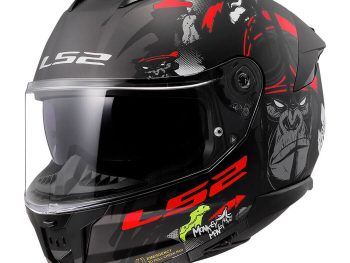 LS2 FF808 STREAM II ANGRY MONKEY, MOTO ĶIVERE, melna, sarkana matēta