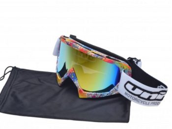 Moto brilles bērnu un pieaugušo ķiverēm motokrosam un enduro Model 18 raibas