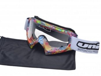 Moto brilles bērnu un pieaugušo ķiverēm motokrosam un enduro Model 18 raibas