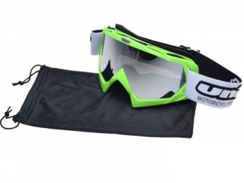 Moto brilles bērnu un pieaugušo ķiverēm motokrosam un enduro Model 18 zaļas