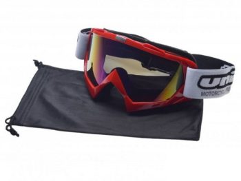 Moto brilles bērnu un pieaugušo ķiverēm motokrosam un enduro Model 18 sarkanas