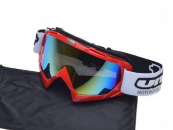 Moto brilles bērnu un pieaugušo ķiverēm motokrosam un enduro Model 18 sarkanas
