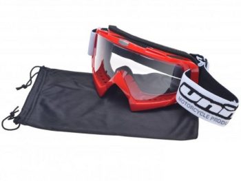 Moto brilles bērnu un pieaugušo ķiverēm motokrosam un enduro Model 18 sarkanas