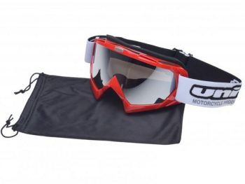 Moto brilles bērnu un pieaugušo ķiverēm motokrosam un enduro Model 18 sarkanas