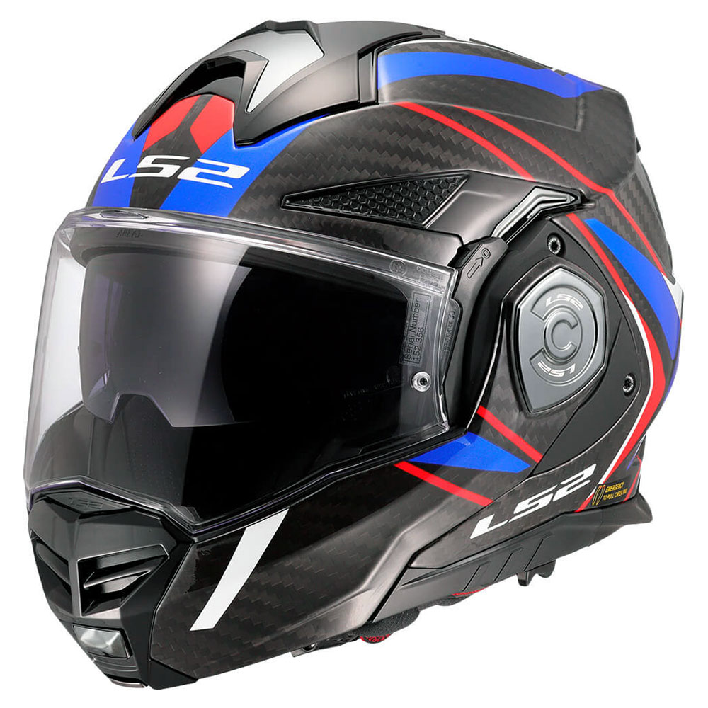 LS2 FF901 ADVANT X CARBON FUTURE II, MOTO ĶIVERE, balta, zila LS2 FF901 ADVANT X CARBON FUTURE II, MOTO ĶIVERE, balta, zila