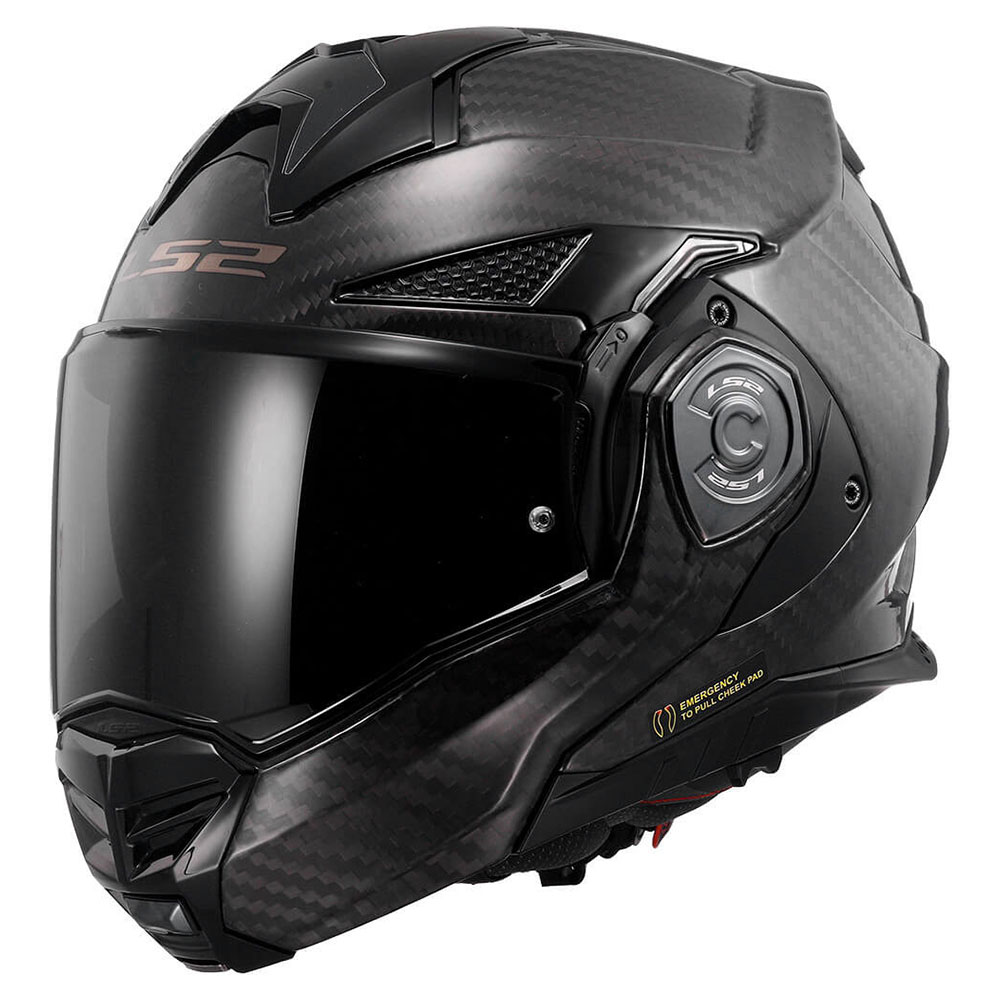 LS2 FF901 ADVANT X SOLID CARBON, MOTO ĶIVERE, melna spīdīga LS2 FF901 ADVANT X SOLID CARBON, MOTO ĶIVERE, melna spīdīga