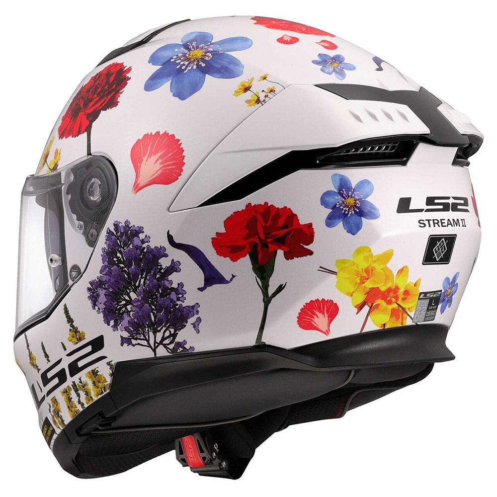 LS2 FF808 STREAM II FLOWERS, MOTO ĶIVERE, balta ar ziediem LS2 FF808 STREAM II FLOWERS, MOTO ĶIVERE, balta ar ziediem - Image 8