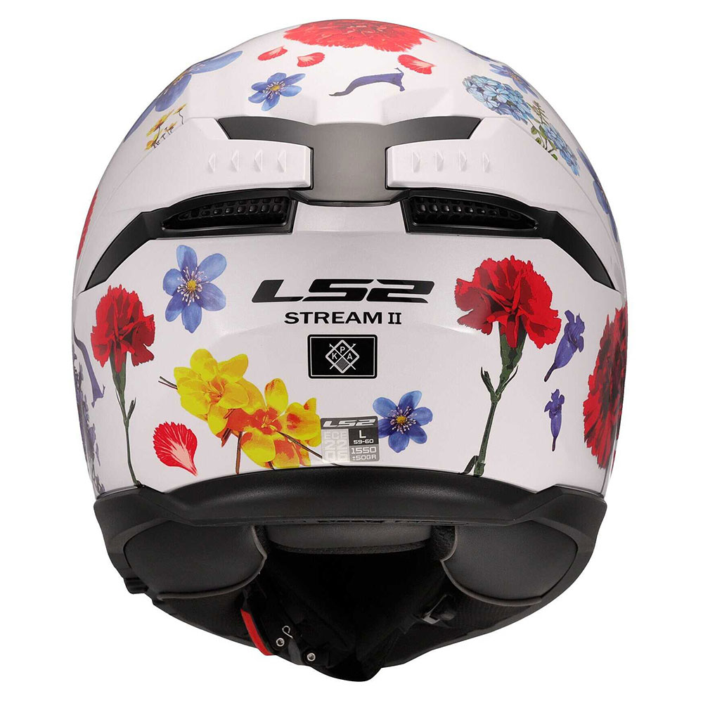LS2 FF808 STREAM II FLOWERS, MOTO ĶIVERE, balta ar ziediem LS2 FF808 STREAM II FLOWERS, MOTO ĶIVERE, balta ar ziediem - Image 2