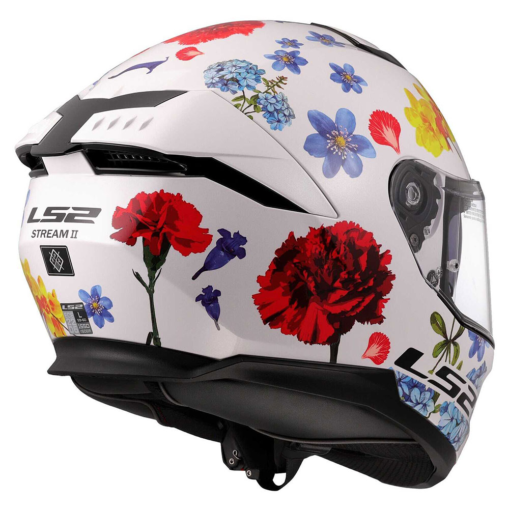 LS2 FF808 STREAM II FLOWERS, MOTO ĶIVERE, balta ar ziediem LS2 FF808 STREAM II FLOWERS, MOTO ĶIVERE, balta ar ziediem - Image 5