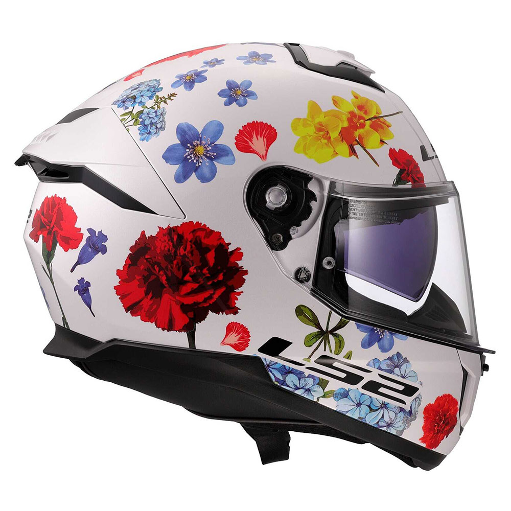 LS2 FF808 STREAM II FLOWERS, MOTO ĶIVERE, balta ar ziediem LS2 FF808 STREAM II FLOWERS, MOTO ĶIVERE, balta ar ziediem - Image 3