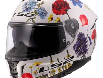 LS2 FF808 STREAM II FLOWERS, MOTO ĶIVERE, balta ar ziediem