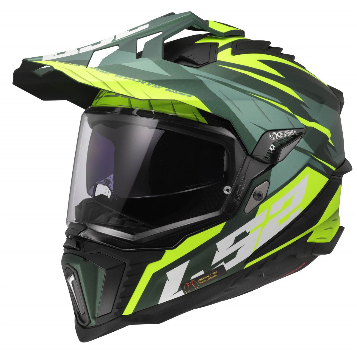 LS2 MX701 EXPLORER SPIRE, MOTO ĶIVERE, matēti zaļa dzeltena LS2 MX701 EXPLORER SPIRE, MOTO ĶIVERE, matēti zaļa dzeltena