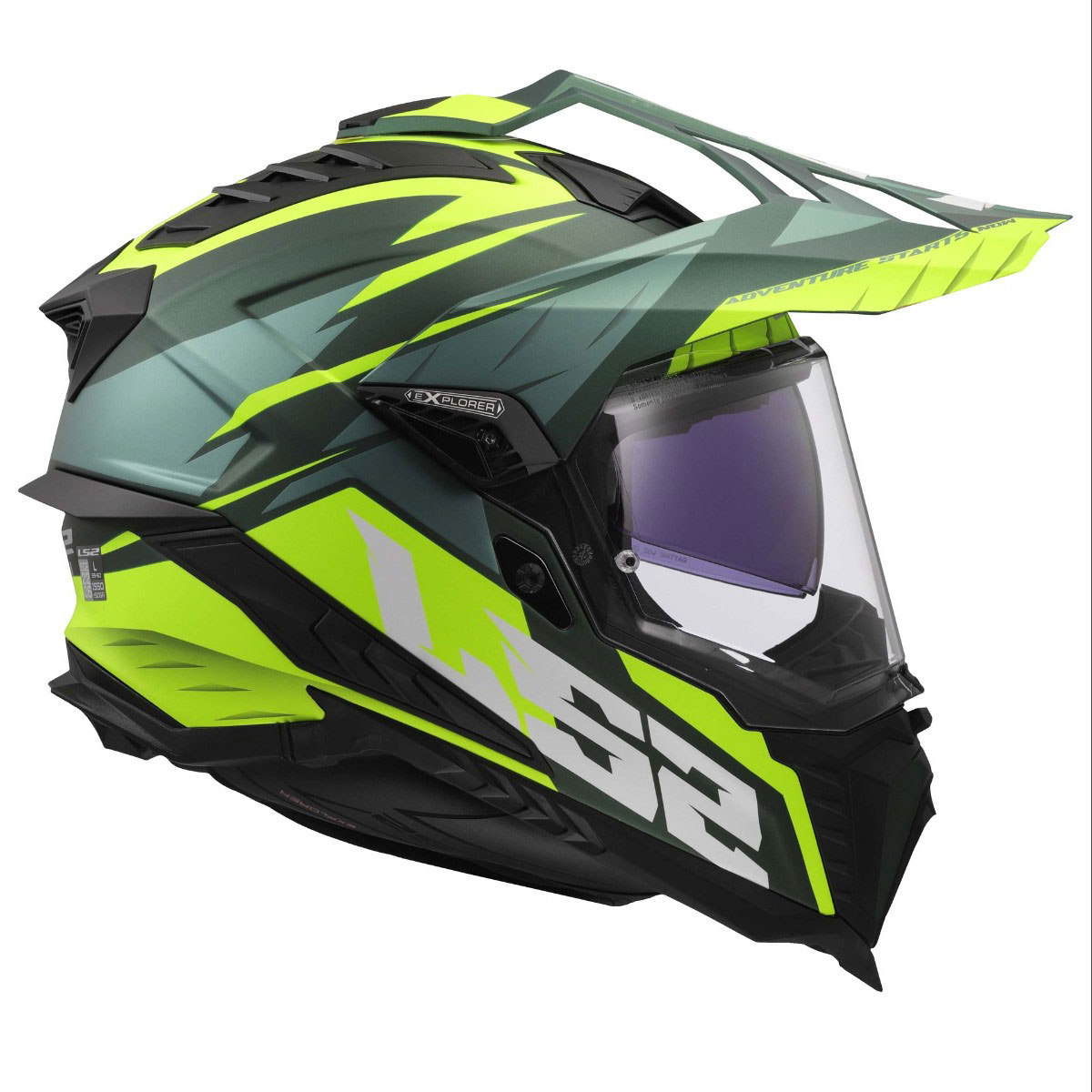LS2 MX701 EXPLORER SPIRE, MOTO ĶIVERE, matēti zaļa dzeltena LS2 MX701 EXPLORER SPIRE, MOTO ĶIVERE, matēti zaļa dzeltena - Image 8