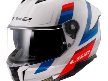 LS2 FF808 STREAM II VINTAGE, MOTO ĶIVERE, balta, zila, sarkana