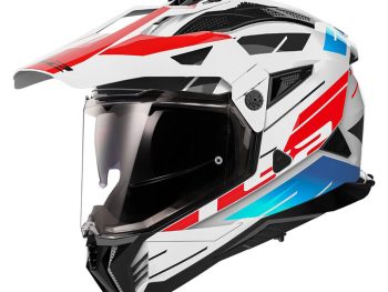 LS2 MX702 PIONEER II NAMIB, MOTO ĶIVERE, balta, zila, sarkana