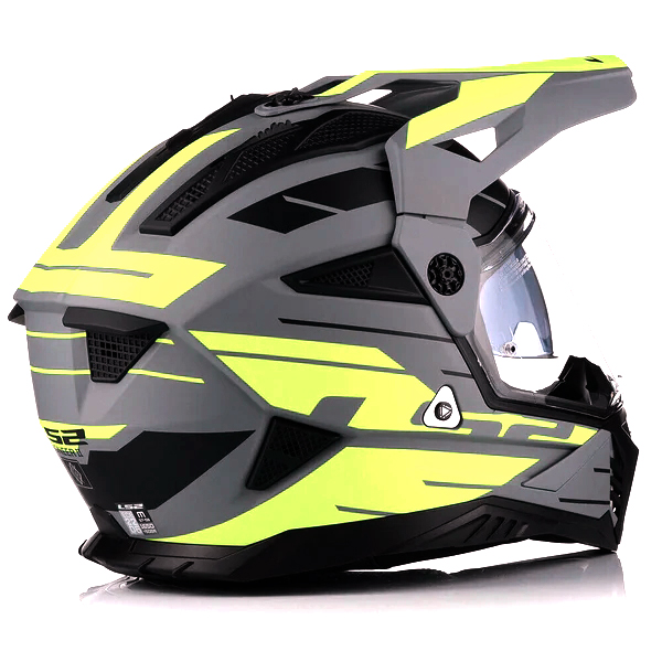 LS2 MX702 PIONEER II NAMIB, MOTO ĶIVERE, matēta pelēka, dzeltena LS2 MX702 PIONEER II NAMIB, MOTO ĶIVERE, matēta pelēka, dzeltena - Image 4