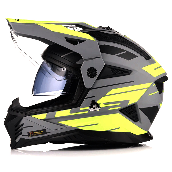 LS2 MX702 PIONEER II NAMIB, MOTO ĶIVERE, matēta pelēka, dzeltena LS2 MX702 PIONEER II NAMIB, MOTO ĶIVERE, matēta pelēka, dzeltena - Image 3