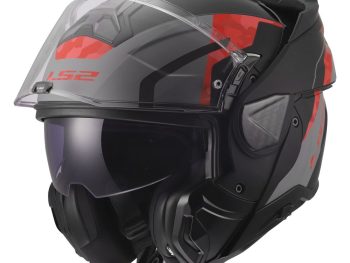 LS2 FF910 ADVANT II GLIDE, MOTO ĶIVERE, melna, pelēka, sarkana