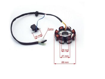 Statora ģeneratora rotors priekš GY6 50cc 4T, 4 vadu sistēma 8 spoles