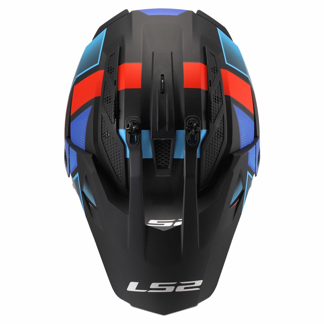 LS2 MX702 PIONEER II BLOCK, MOTO ĶIVERE, melna, sarkana, zila LS2 MX702 PIONEER II BLOCK, MOTO ĶIVERE, melna, sarkana, zila - Image 2