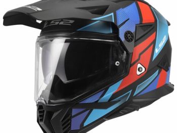 LS2 MX702 PIONEER II BLOCK, MOTO ĶIVERE, melna, sarkana, zila