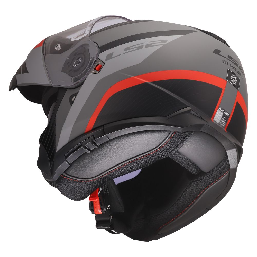 LS2 FF908 STROBE II MONZA, MOTO ĶIVERE, melna, pelēka, sarkana LS2 FF908 STROBE II MONZA, MOTO ĶIVERE, melna, pelēka, sarkana - Image 9