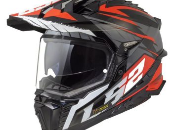 LS2 MX701 EXPLORER SPIRE, MOTO ĶIVERE, melns/ titāns/ sarkans