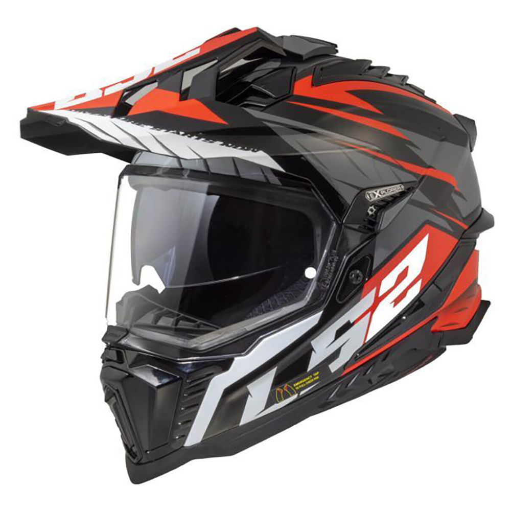 LS2 MX701 EXPLORER SPIRE, MOTO ĶIVERE, melns/ titāns/ sarkans LS2 MX701 EXPLORER SPIRE, MOTO ĶIVERE, melns/ titāns/ sarkans