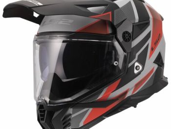 LS2 MX702 PIONEER II BLOCK, MOTO ĶIVERE, pelēka, sarkana