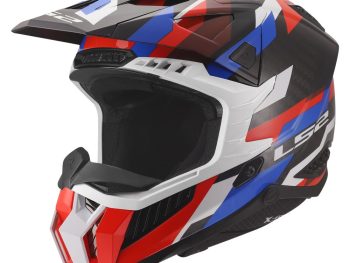 LS2 MX703 C X-FORCE PHANTOM, MOTO ĶIVERE, balts/ zils/ sarkans