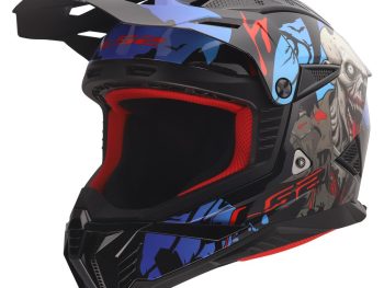 LS2 MX708 FAST II ZOMBIE II, MOTO ĶIVERE, melna, sarkana, zila