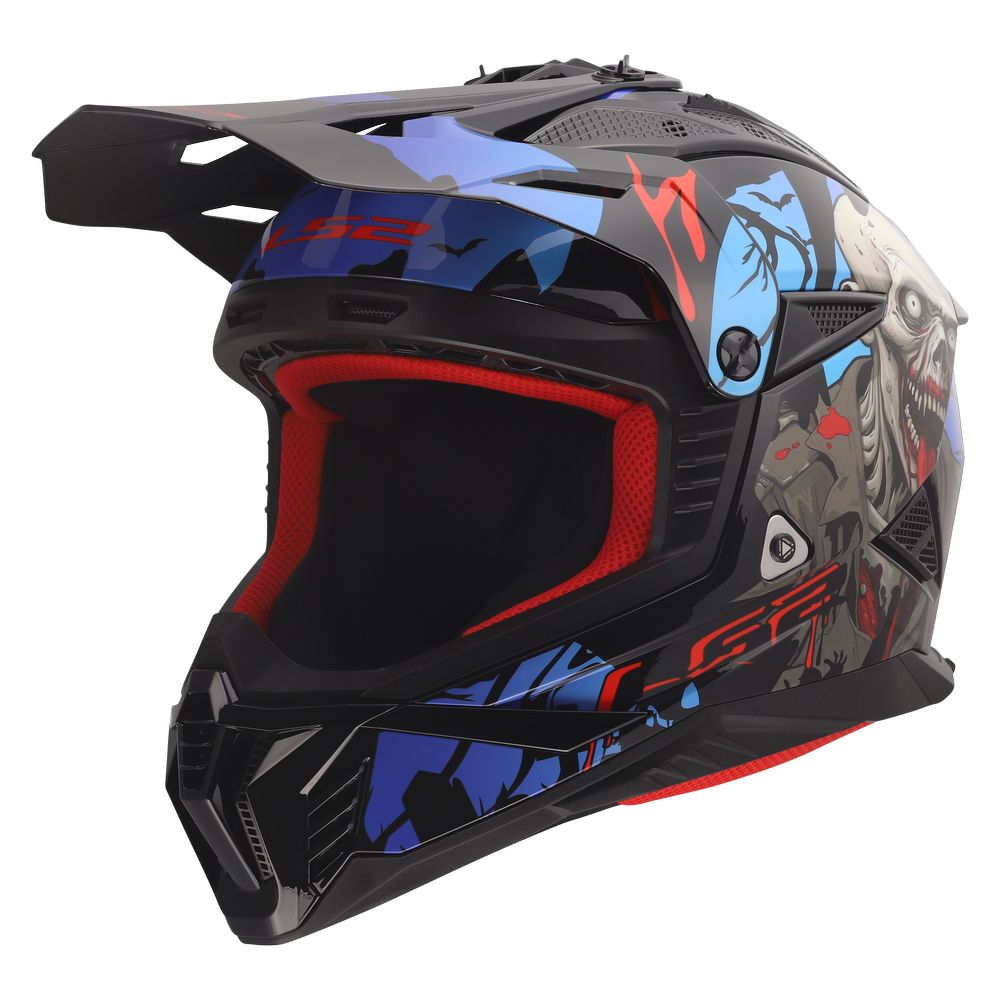 LS2 MX708 FAST II ZOMBIE II, MOTO ĶIVERE, melna, sarkana, zila LS2 MX708 FAST II ZOMBIE II, MOTO ĶIVERE, melna, sarkana, zila