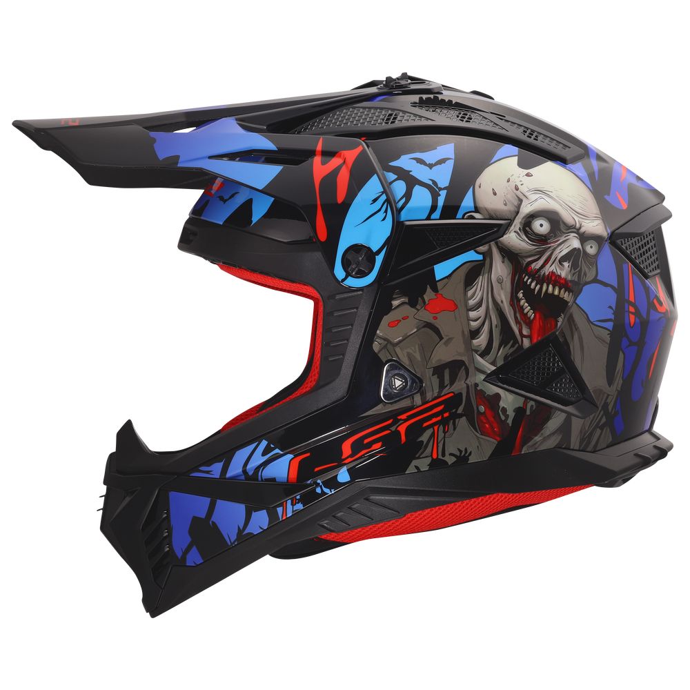 LS2 MX708 FAST II ZOMBIE II, MOTO ĶIVERE, melna, sarkana, zila LS2 MX708 FAST II ZOMBIE II, MOTO ĶIVERE, melna, sarkana, zila - Image 3