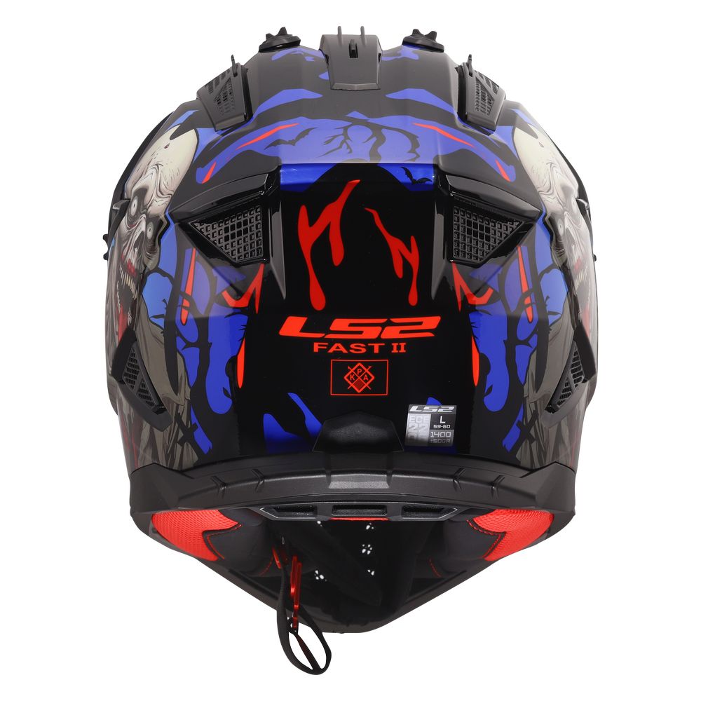 LS2 MX708 FAST II ZOMBIE II, MOTO ĶIVERE, melna, sarkana, zila LS2 MX708 FAST II ZOMBIE II, MOTO ĶIVERE, melna, sarkana, zila - Image 4