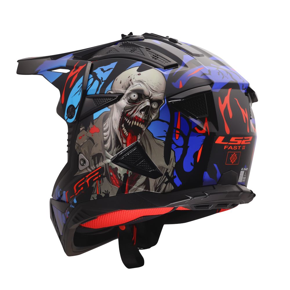 LS2 MX708 FAST II ZOMBIE II, MOTO ĶIVERE, melna, sarkana, zila LS2 MX708 FAST II ZOMBIE II, MOTO ĶIVERE, melna, sarkana, zila - Image 6