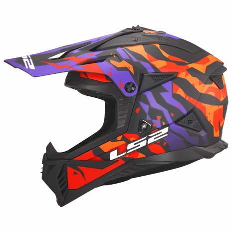 LS2 MX708 FAST II GROTESK, MOTO ĶIVERE, violeta, oranža LS2 MX708 FAST II GROTESK, MOTO ĶIVERE, violeta, oranža - Image 2