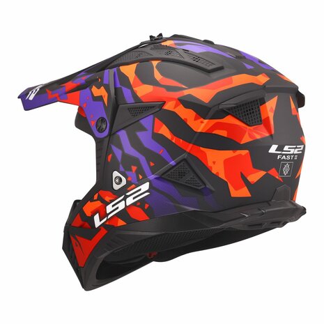 LS2 MX708 FAST II GROTESK, MOTO ĶIVERE, violeta, oranža LS2 MX708 FAST II GROTESK, MOTO ĶIVERE, violeta, oranža - Image 3