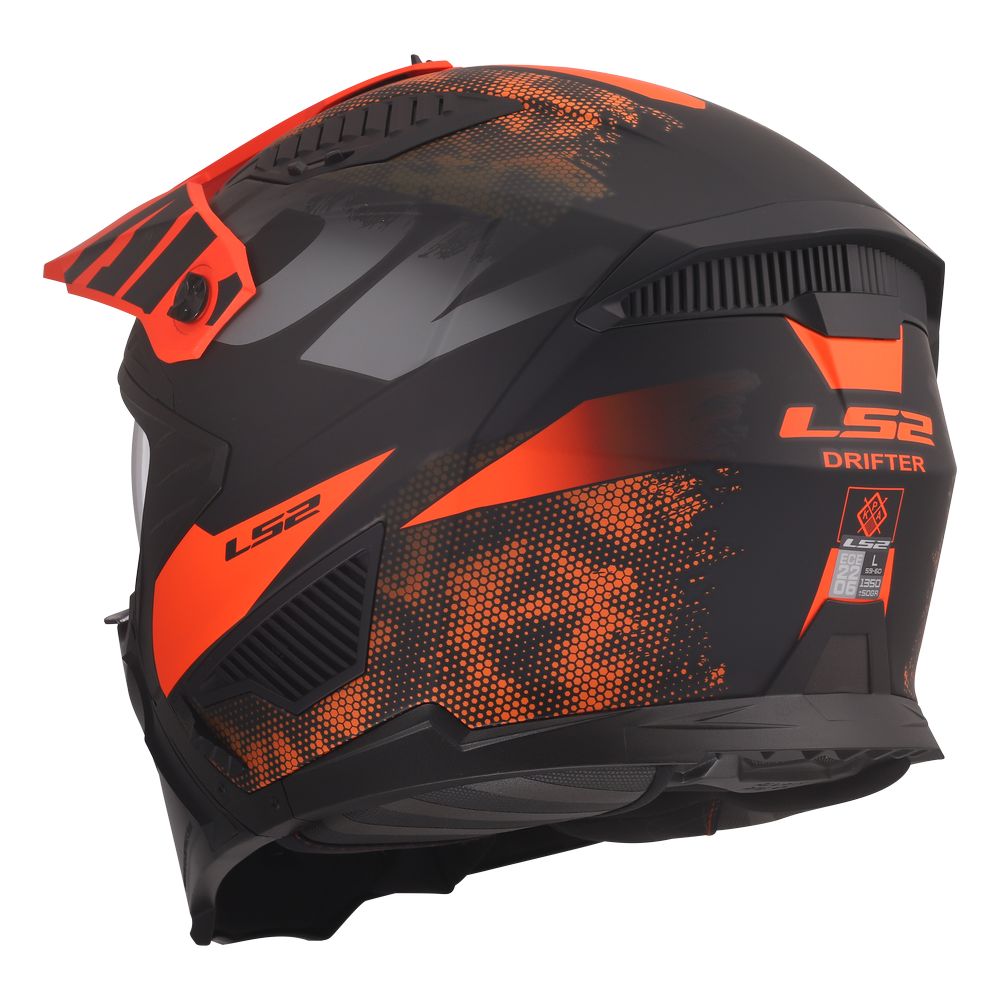 LS2 OF606 DRIFTER GAS, MOTO ĶIVERE, pelēka, oranža LS2 OF606 DRIFTER GAS, MOTO ĶIVERE, pelēka, oranža - Image 2