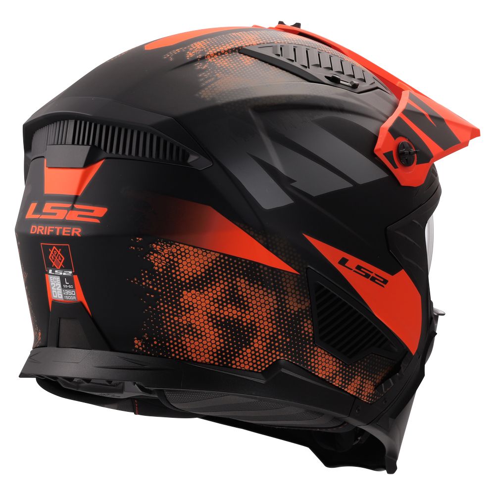 LS2 OF606 DRIFTER GAS, MOTO ĶIVERE, pelēka, oranža LS2 OF606 DRIFTER GAS, MOTO ĶIVERE, pelēka, oranža - Image 9
