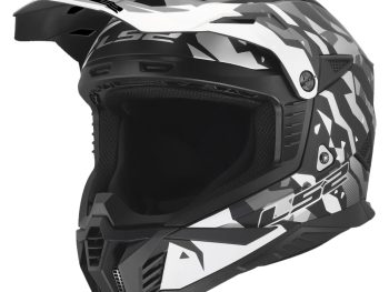 LS2 MX708 FAST II GROTESK, MOTO ĶIVERE, melna, pelēka