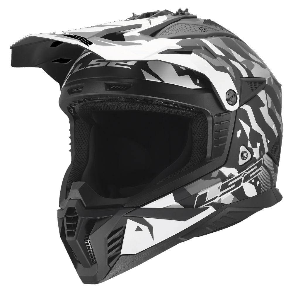 LS2 MX708 FAST II GROTESK, MOTO ĶIVERE, melna, pelēka LS2 MX708 FAST II GROTESK, MOTO ĶIVERE, melna, pelēka