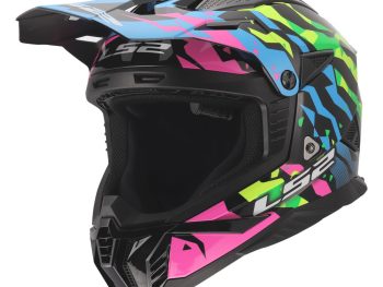 LS2 MX708 FAST II GROTESK, MOTO ĶIVERE, zila, rozā, zaļa