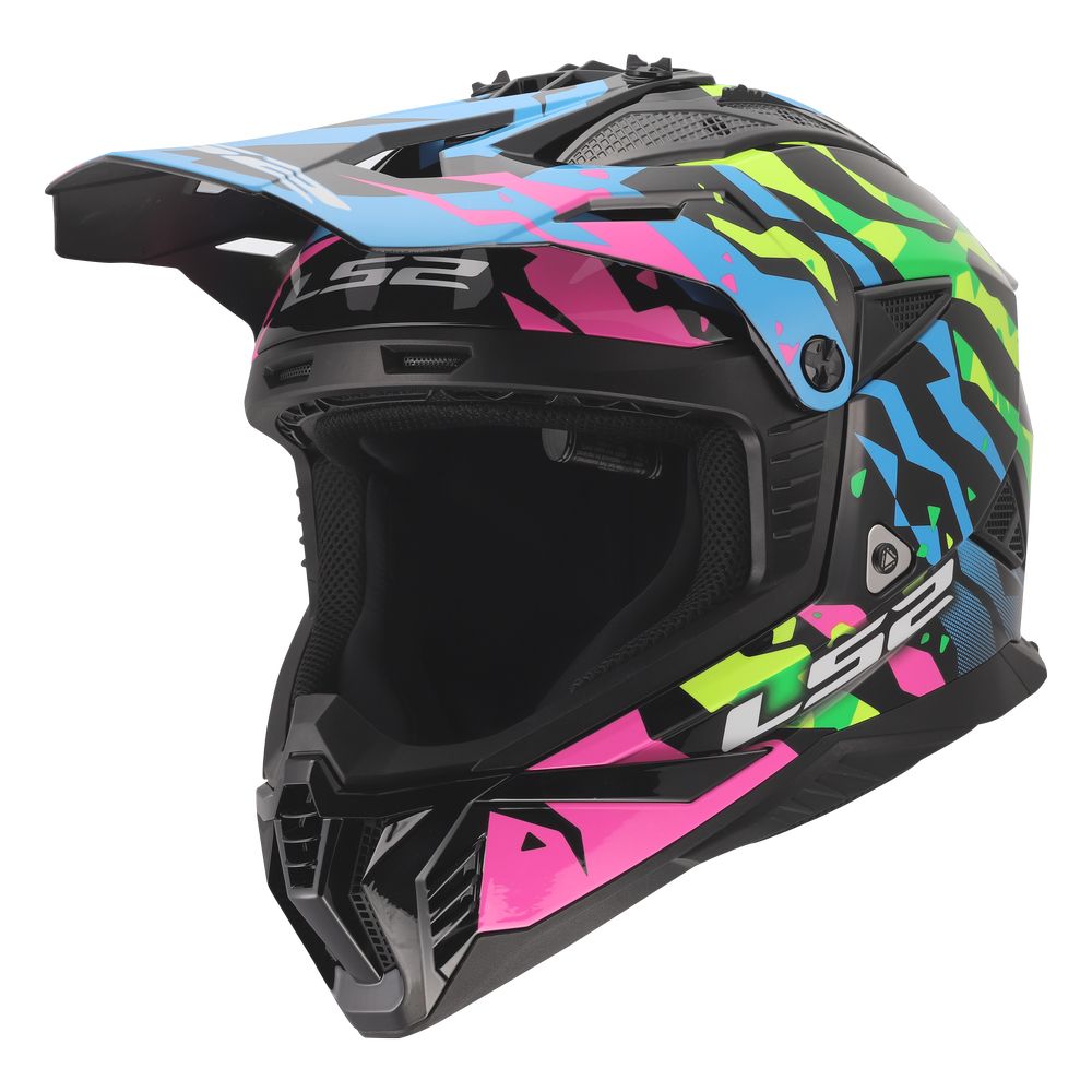 LS2 MX708 FAST II GROTESK, MOTO ĶIVERE, zila, rozā, zaļa LS2 MX708 FAST II GROTESK, MOTO ĶIVERE, zila, rozā, zaļa