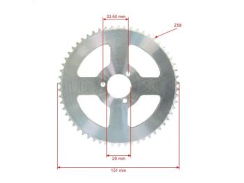 Mini ATV aizmugurējais zobrats T8F, 68zobi, diametrs 152mm