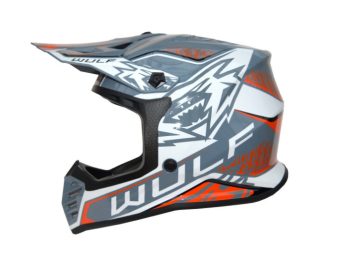 Moto ķivere bērniem M/X WULFSPORT OFFROAD AIR-X pelēka-oranža