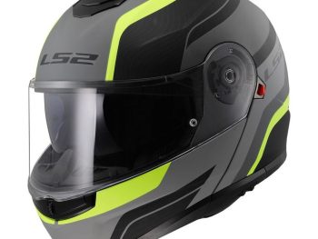 LS2 FF908 STROBE II MONZA, MOTO ĶIVERE, melna matēta H-V dzeltena