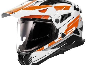 LS2 MX702 PIONEER II NAMIB, MOTO ĶIVERE, balta, oranža