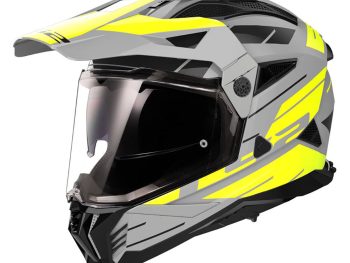 LS2 MX702 PIONEER II NAMIB, MOTO ĶIVERE, matēta pelēka, dzeltena