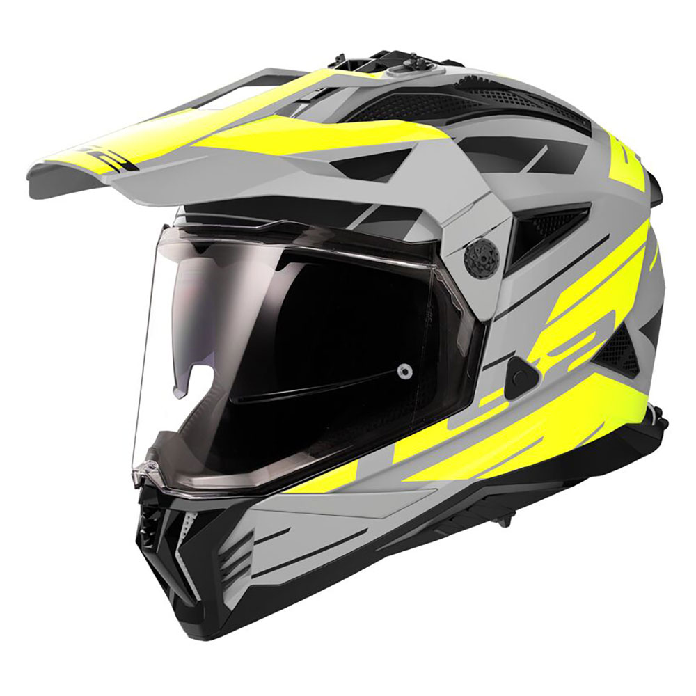 LS2 MX702 PIONEER II NAMIB, MOTO ĶIVERE, matēta pelēka, dzeltena LS2 MX702 PIONEER II NAMIB, MOTO ĶIVERE, matēta pelēka, dzeltena